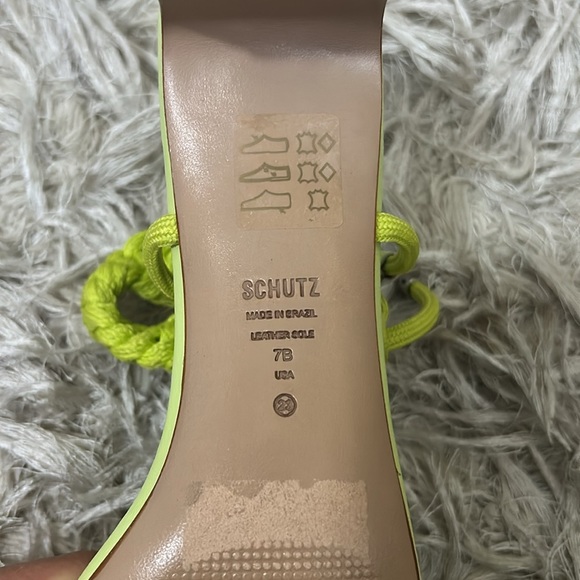 NWOB SCHUTZ Blair Leather Braided Square Toe Mid-Heel Sandals Green Fresh Sz 7 - Picture 11 of 11